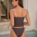 ZAFUL Women Two Piece Tankini Set Low Waisted Tie Side Tankini Swimsuit Cute V Neck Modest Swimwear Cute Summer Bathing Suit (S)