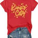 Game Day Shirt Women: Team Fan T-Shirt Cute Football Heart Graphic Tees Casual Season Short Sleeve Tops (Red, M)