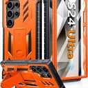 FNTCASE for Samsung Galaxy S24Ultra Case: Military Grade Drop Protection Rugged Protective Mobile Phone Cover with Kickstand & Slide | Shockproof Textured Bumper Heavy Duty Protector, 6.8'' Orange