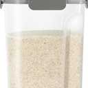 TBMax Airtight Rice Container 10 Lbs, Cereal Dispenser, Pet Cat Dog Food Storage Container, Plastic Kitchen Pantry Food Storage Holder with Cup -Dark Grey