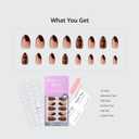 BTArtbox Press On Nails Almond - Amber Hoops, Tortoise Shell Short French Tip Press On Nails with Glue and Adhesive Tabs for Women, Soft Gel Glue On Nails in 16 Sizes - 32 Stick On Nails Kit