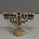 NIKKY HOME Hanukkah Menorah, Metal Jewish Candle Menorah, Artistic Candles Holder Fits All Standard Chanukah Candles Antique Design for Spiritual, Religious & Home Decor - Green