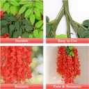 BLEUM CADE 36Pcs Red Fake Wisteria Hanging Flowers, 3.6Ft/Pcs Artificial Wisteria Garland, Hanging Flowers for Wedding Party Home Backdrop Wall Decoration