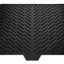 Silicone Drying Mat, 23"X17" With Built-in Drain Lip,Heat-Resistant,Eco-friendly,Hygienic Drying Pad,Leak-Proof and Non-Slip,Silicone Dish Drying Mat for Kitchen Counter or Sink（Black 23X17）