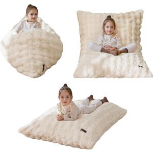 MAXYOYO 3 in 1 Kids Bean Bag Chair Bed, Child Floor Sofa for Gaming, Reading, Convertible Bean Bag Floor Cushion with Machine Washable Cover for Living Room Bedroom, Beige