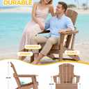 Folding Adirondack Chair, Lightweight & Portable HDPE Patio Chair, All-Weather Space-Saving Foldable Fire Pit Seating for Camping, Backyard, Deck-Cedar, 1PC