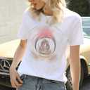 Women Graphic Tee Cute Holiday Vacation Shirt Short Sleeve Casual Tops (X-Large,White) (White, XL)