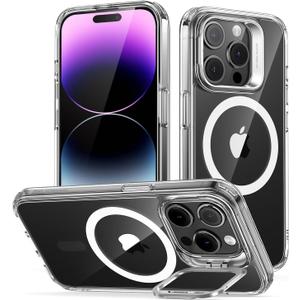 ESR for iPhone 14 Pro Case, Compatible with MagSafe, Built-in Camera Ring Stand, Military-Grade Protection, Magnetic Phone Case for iPhone 14 Pro, Classic Kickstand Case (HaloLock), Clear