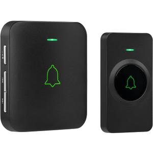 AVANTEK Wireless Door Bell, Mini CB-11 Waterproof Doorbell Chime Operating at 1000 Feet with 52 Melodies, 5 Volume Levels & LED Flash (Black)