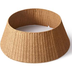 36in Extra Large Christmas Tree Collar - Wicker Woven Tree Collars for Artificial Trees - Large Rattan Rustic Farmhouse Basket for Tree Base Cover with Cord Cut-Out for 7.5ft 9ft 12ft Tree(Natural)