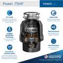 InSinkErator Power .75HP with power cord, 3/4 HP Garbage Disposal, Power Series EZ Connect Continuous Feed Food Waste Disposer