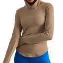 sphinx cat Womens Hooded Athletic Long Sleeve Running Shirts Workout Yoga Tops with Thumb Holes Slim Fit, Brown, 6