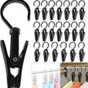 VinBee 20 PCS Laundry Hooks with Clips Super Strong Plastic Home Travel Swivel Hanging Hanger Closet Organizer Clamps Socks Boot Bras Towels for Bathroom Wardrobe Kitchen Office - 4.3 Inches (Black)