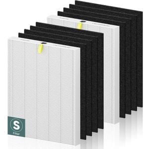 C545 Replacement Filter S Compatible with Winix C545 Air Purifier 1712-0096-00 and 2522-0058-00, 2 x High Efficiency Filter + 8 x Activated Carbon Filters (White)