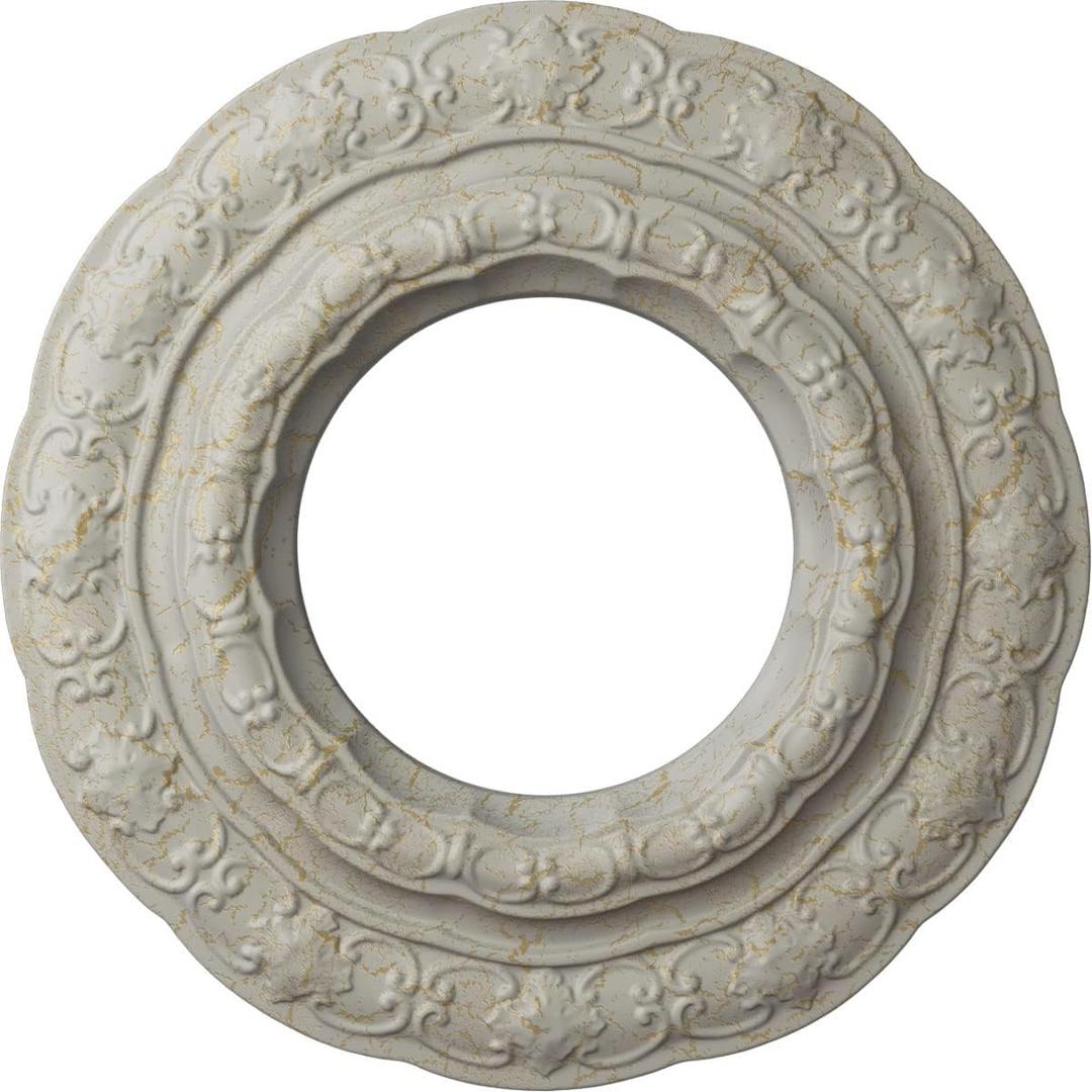 Ekena Millwork 15 3/8"OD x 7"ID x 1"P Lisbon Fits Canopies up to 7" Ceiling Medallion, Pot of Cream Crackle