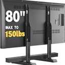 Universal Table Top TV Stand Base for 24-80 inch LCD LED TVs, TV Legs with Height Adjustment and Cable Management Hold up to 150lbs, Max VESA 800x500mm, Black