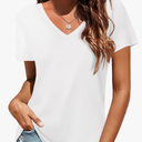 Elesomo Women Shirts V Neck Short/Long Sleeve Cotton Tops T-Shirt Basic Tees. Size L