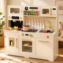Wooden Play Kitchen for Toddler, Toy Kitchen Set for Kids Pretend with 41 Pcs Toy Food & Cookware Accessories, Kitchen Playset Gift for Boys and Girls Ages 3+, 43"l X 40"h