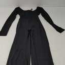 Vertvie Women Flare Jumpsuits Long Sleeve Sexy Backless Padded Bodycon Rompers Scrunch Butt V Back Playsuit Workout Bodysuit (Medium, Black)