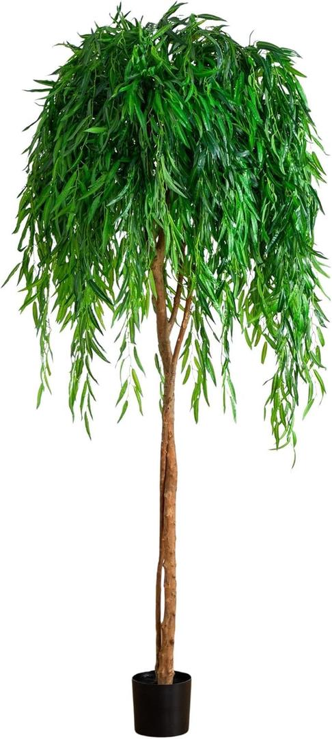 Nearly Natural 7ft Willow Tree Faux Plant, Realistic Indoor Artificial Tree, Home Office Dcor