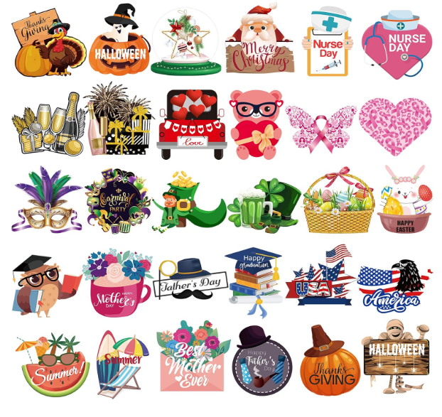 Funtery 30 Pcs Holiday Magnets Easter Nurse Day Refrigerator Magnets Set for Festival Locker Whiteboard Dishwasher Magnetic Kitchen Decorations Accessories for Home Classroom Office