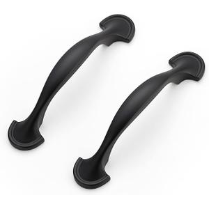 Ravinte 5 Pack Solid 3 Inch Rounded Foot Arch Kitchen Cabinet Handles Matte Black Curved Pulls Black Drawer Pulls Kitchen Handles for Cabinets Hardware Drawer