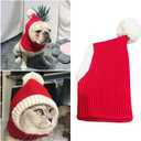 ULTECHNOVO Winter Dog Warm Hat, Funny Cat Dog Christmas Hat Adorable Pet Knitted Woolen Hat Christmas Snood Pet Headwear for Dog Puppy (Red, Size)