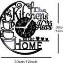 12'' Kitchen Vinyl Record Wall Clock 7 Kinds of LED Color, Kitchen Heart Home Theme Wall Clock Night Light Silent Non Ticking Coffee Bar Wall Watch Clock for Women Wife Restaurant Dining Room