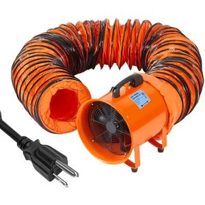 16-Inch Heavy Duty Portable Exhaust Fan - 5500 CFM High Velocity Blower, 2-Speed Adjustable with 32ft Vinyl Hose - Ideal for Crawl Spaces, Attics, Basements, Workshops, Garage