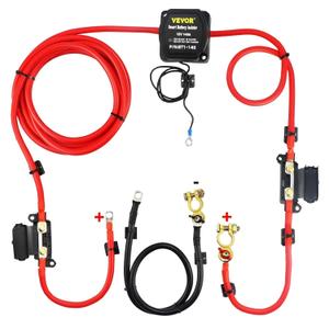 VEVOR Split Charge Relay Kit, 6mtr 12V, Automatic Dual Battery Isolator Kit with 140AMP Voltage Sense Relay VSR, Compatible with RV Marine Car Vehicle Truck Caravan Camper Yacht ATV UTV Boats Workshop VEVOR Split Charge Relay Kit, 6mtr 12V, Automatic Dual Battery Isolator Kit with 140AMP Voltage Sense Relay VSR, Compatible with RV Marine Car Vehicle Truck Caravan Camper Yacht ATV UTV Boats Workshop