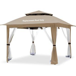 Gazebo Replacement Cover Compatible with SUNJOY 11x11 Pop Up Gazebo Frame,This Particular Replacement Cover Will Not Fit Any Other Models,(Khaki)