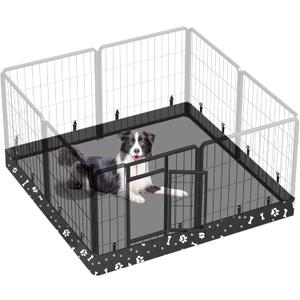 Dog Playpen Square Bottom Pad Fits for 48 Inch 8 Panels Metal Exercise Pet Playpen, Dog Crate Pad Puppy Playpen Pad, Elastic Buckles Connections.(Note: Playpen Not Included) -Black