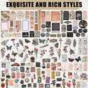 Containlol 600 Pcs Vintage Scrapbook Stickers for Junk Journal Antique Scrapbooking Supplies Aesthetic Decorative Washi Paper Stickers Kit for Bullet Journaling DIY Planner Cottagecore Collage Album