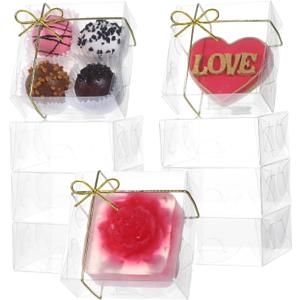 3,2"X3.2"X1.5" 25PCS Clear Mini Cookie Boxes Soap Boxes Chocolate Truffle Boxes for 4, Mini Bakery Boxes for Brownie,Chocolate covered Cherries,Macaron & More