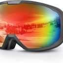 EXP VISION Ski Goggles for Men Women, OTG Snowboard Goggles with 100% UV Protection Anti Fog Lens Snow Goggles (Red)
