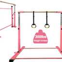 Gymnastic Kip Bar,Kids Girls Junior Ages 3-15,3' to 5' Adjustable Height,Home Gym Equipment,Home Training,1-4 Levels,260lbs Weight Capacity (PINK)