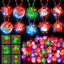 100 PCS Christmas Party Favors Bulk LED Light Up Xmas Toys, Glow in the Dark Christmas Necklaces Bracelets Rings Holiday Toys for Boys Girls Stocking Stuffers Classroom Gifts Prizes Xmas Party Favors