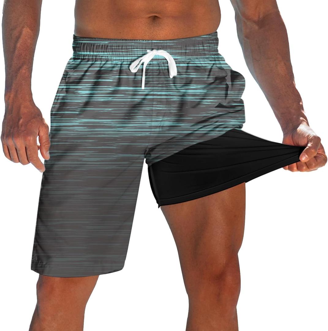 westwolf Men's Swim Trunks with Compression Liner 9" Quick Dry Board Shorts, XL