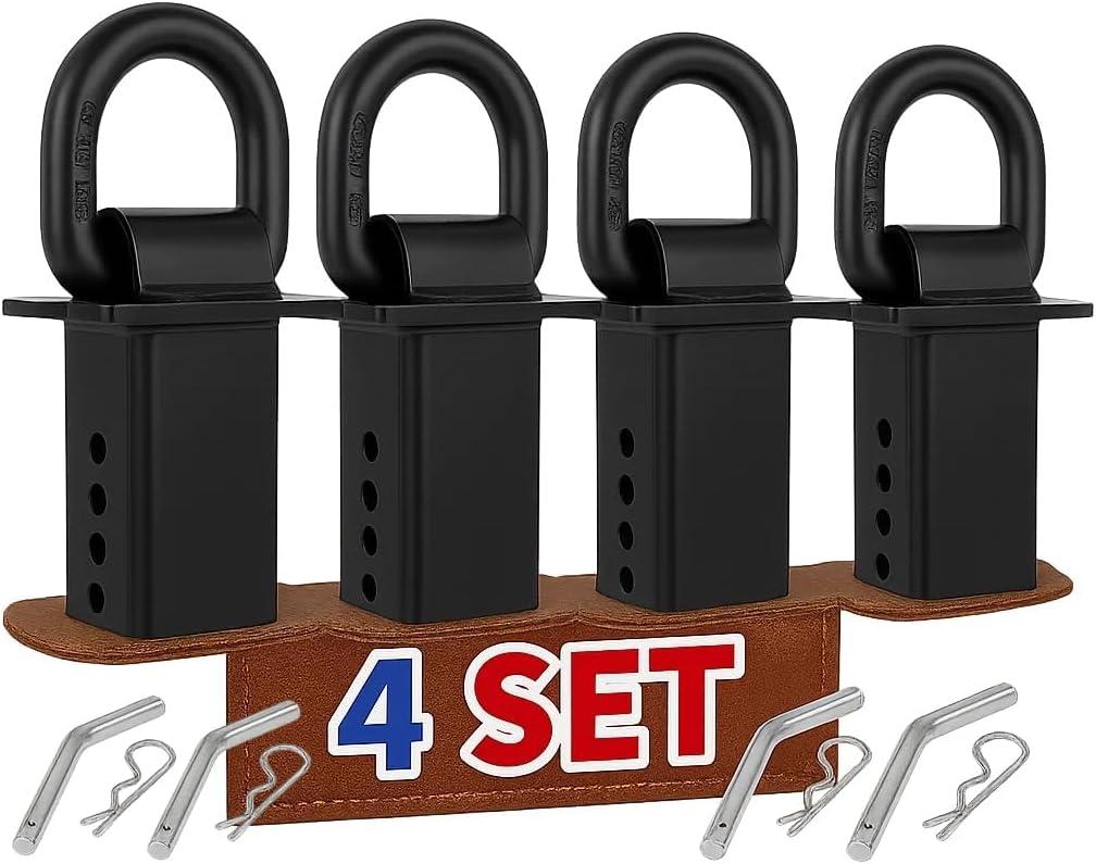 Stake Pocket D Rings Heavy Duty WLC 5200LB Trailer Tie Down Anchors for Flatbed Trucks & Utility Trailers, 2"x4" Stake Pocket Mount with 1/2" Hitch Pin | 4PCS Trailer Accessories D Rings(Black)