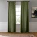 HPD Half Price Drapes - Faux Linen Curtains for Living Room (1 Panel) - 50W X 96L - Textured Room Darkening Curtains for Bedroom 96 Inches Long - Drapes for Home Decor, Tuscany Green