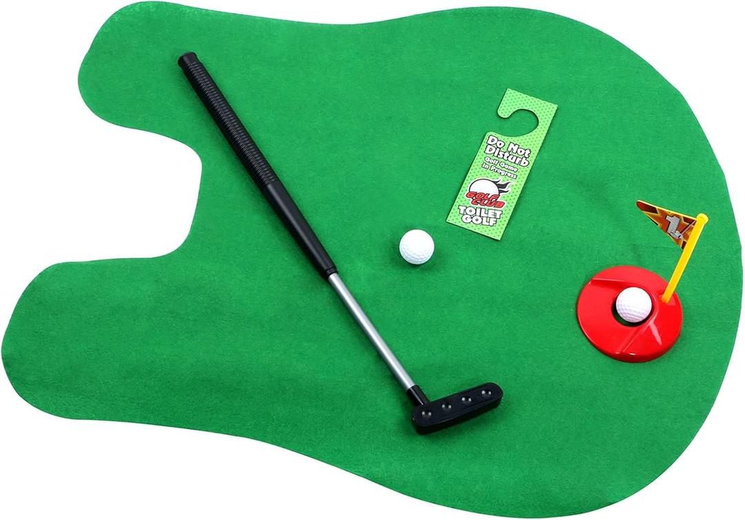 Toilet Golf, Potty Golf Drinker Toilet Toy Potty Putter Putting Golfing Game Indoor Practice Mini Golf Gift Set Golf Training Accessory for Men