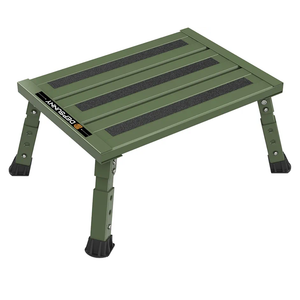 Adjustable RV Step Stool, 3-Step Height Adjustment, Foldable Legs, Wide Anti-Slip Surface,Supports Up to 1,000 lb, Premium Aluminum Construction Easy to Carry (Army Green)