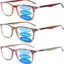 3 Pack Progressive Multifocus Reading Glasses for Men Women Blue Light Blocking Spring Hinges Computer Readers (3 pack multicolor, 2.75 x)