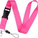 Pink Lanyard for Keys & ID Badges Cute Key Keychain Lanyard for Women Teachers Staff Girls Plain Breakaway Badge Neck Lanyard