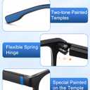 EASY READ 2 Pack Square Reading Glasses for Men, Blue Light Blocking Readers with Spring Hinge to Reduce Eye Strain(Magnification 1.50,Black/Blue)