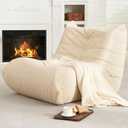 Hobestluk Bean Bag Chair Giant Bean Bag Sofa Memory Foam Bean Bag Chairs for Adults, Bean Bag Couches Faux Leather Bean Bag Chairs for Living Room Bedroom Dorm Office (Beige)