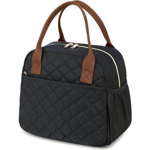 CAMTOP Lunch Box for Women Men Insulated Lunch Bag Lunch Tote Bag Leakproof Thermal Cooler Large Capacity for Travel Work School Picnic (Black-Brown)