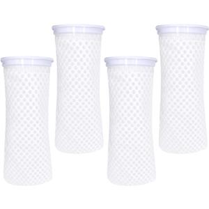 4 Pcs 4Inch Ring Honeycomb Filter Socks 150 Micron, Aquarium Filter Sock 3D Honeycomb Design, Aquarium Felt Filter Bags for Freshwater Saltwater Aquarium, Fits Eshopps and Aqueon, 9.5Inch Long (White)