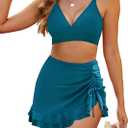 Blooming Jelly Women's High Waisted Bikini Sets Tummy Control Bathing Suit Two Piece Swim Suit 2026 Retro Swimsuit (Blue, M)