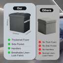 Small Ottoman with Storage, 61L Slim Tall Foldable Ottoman Foot Rest Stool with Thicker Foam Padded Seat. Linen Storage Bench for Bedroom Living Room, 300lbs Weight Support, 17x13x13IN, Gray Black
